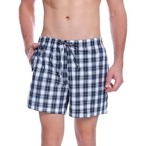 Aseniza Bas de Pyjama Homme en Coton,Short Décontracté Homme à Carreaux Pyjama Short Homme pour Hommes Short de Pyjama d'été,C-Bleu+Blanc,S - Publicité