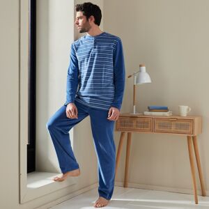 Blancheporte Pyjama Pantalon Rayé Velours Manches Longues - Homme Bleu L