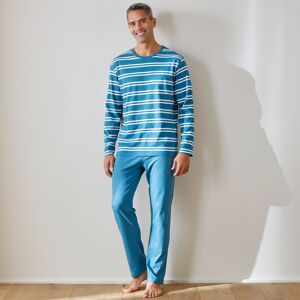 Blancheporte Pyjama Coton Rayé Manches Longues - Homme Bleu M