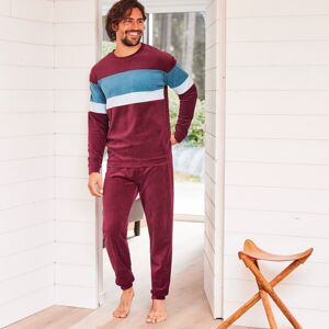 Blancheporte Pyjama Tricolore Velours Manches Longues - Homme Rouge XL