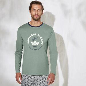 Blancheporte Tee-shirt Pyjama Imprimé Manches Longues - Homme Vert S