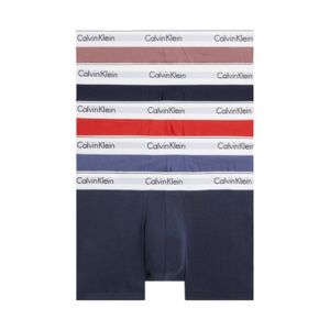 Calvin Klein pour homme. 000NB3774A Lot de 5 caleçons multicolores (S), Rouge, Bleu, Homewear, Coton - Publicité