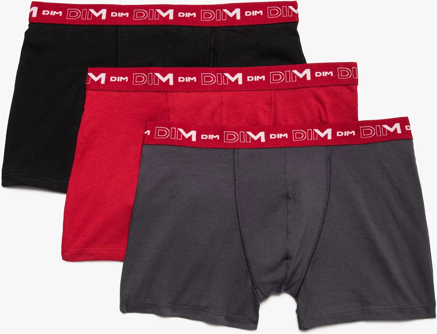 Boxer homme en coton stretch - Dim (lot de 3) - 5 - rouge - DIM rouge