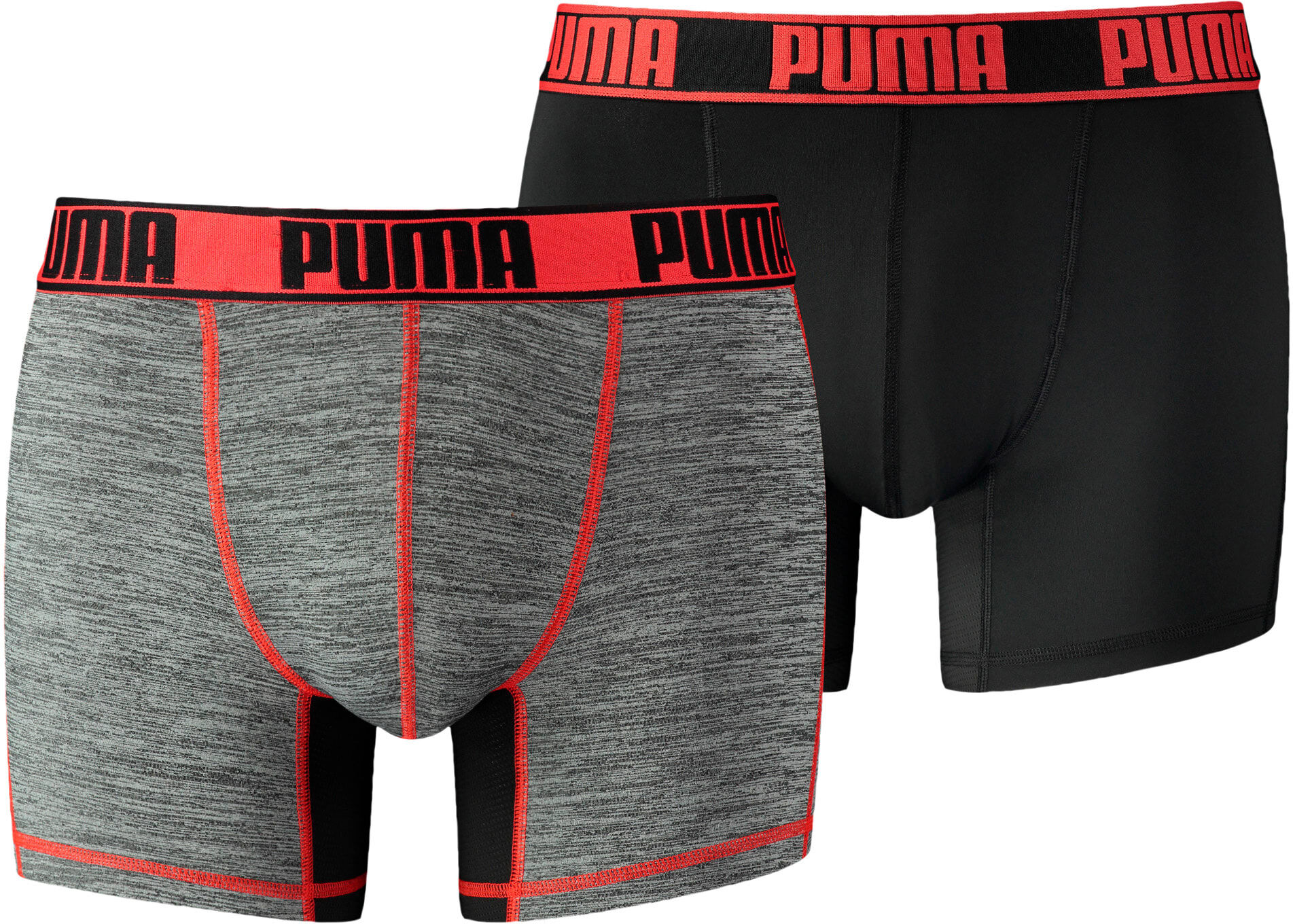 PUMA Shorts boxeurs Grizzly pour Homme (lot de deux), Rouge/Noir, Taille S, Vêtements