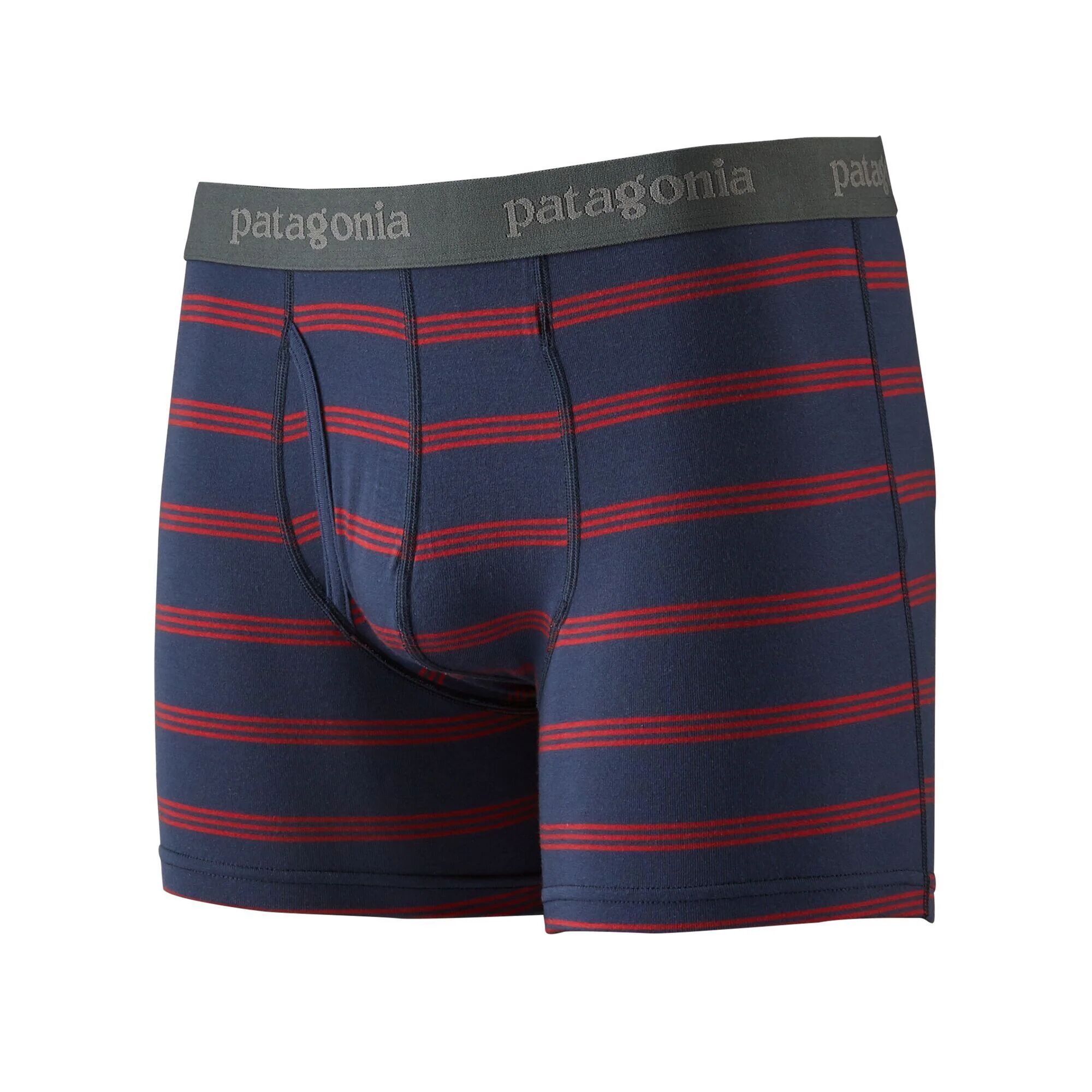 Patagonia Essential Boxer Briefs - From Wood-based TENCEL, Pier Stripe: New Navy / L / 3"