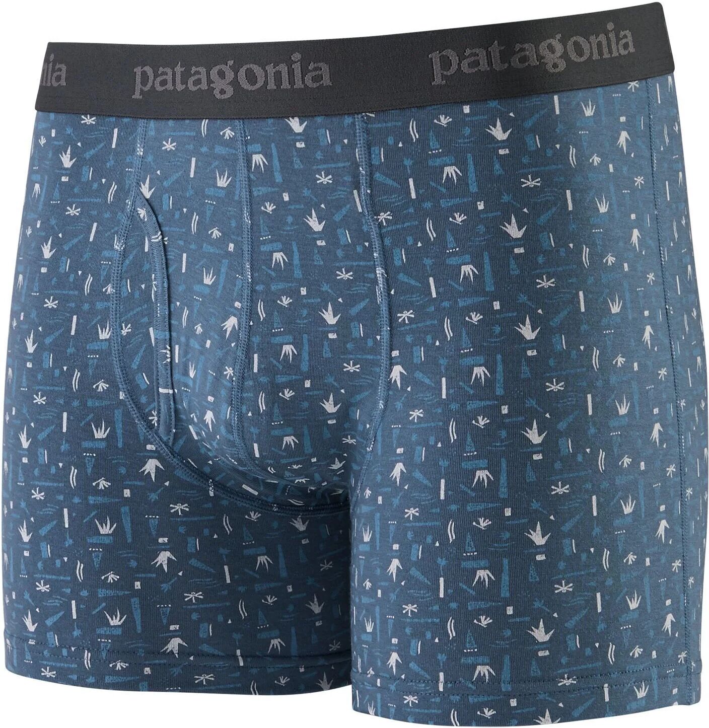 Patagonia Essential Boxer Briefs - From Wood-based TENCEL, Swamp Stamp Multi: Pigeon Blue / M / 3"