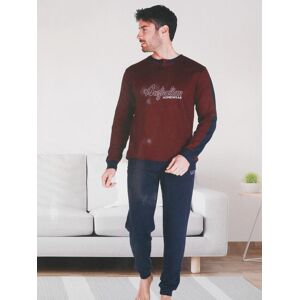 Australian Pigiama da uomo in cotone interlock bicolore Pigiami uomo Rosso taglia M