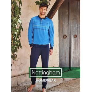 Nottingham Pigiama lungo da uomo in cotone jersey Pigiami uomo Blu taglia XL