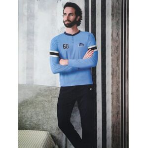 Lonsdale Pigiama lungo da uomo in cotone Pigiami uomo Blu taglia XXL