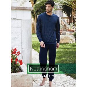 Nottingham Pigiama lungo da uomo in cotone Pigiami uomo Blu taglia XXL