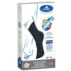 Desa Pharma Calza Uomo Fantasia Q-Skin 70 Denari Blu Riga Larga Taglia P - Compressione Graduata