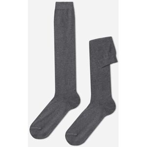 Calzedonia Calze Lunghe in Caldo Cotone da Uomo Uomo Grigio 44-45