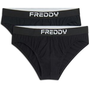 Freddy Pack 2 slip uomo con elastico jacquard e logo a contrasto Nero Uomo Large