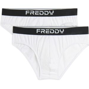 Freddy Pack 2 slip uomo con elastico jacquard e logo a contrasto Bianco Uomo Medium