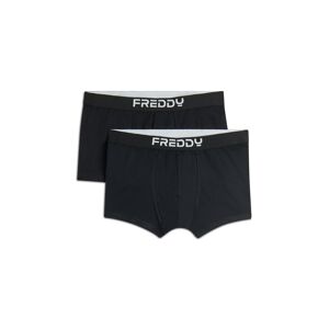 Freddy Pack 2 boxer uomo con elastico jacquard e logo a contrasto Nero Uomo Medium