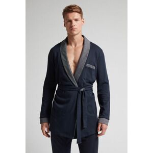 Intimissimi Giacca da Camera in Interlock di Cotone Uomo Blu Taglia M