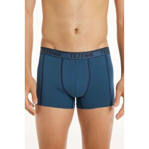 Tezenis Boxer in Cotone Cuciture a Contrasto con Logo Uomo Blu Tamaño XL