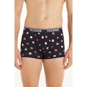 Tezenis Boxer in Cotone Stampato Bordi a Contrasto con Logo Uomo Blu Tamaño M