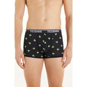 Tezenis Boxer in Cotone Stampato Bordi a Contrasto con Logo Uomo Blu Tamaño S