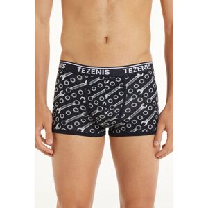 Tezenis Boxer in Cotone Stampato Bordi a Contrasto con Logo Uomo Nero Tamaño S