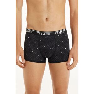 Tezenis Boxer in Cotone Stampato Bordi a Contrasto con Logo Uomo Nero Tamaño L