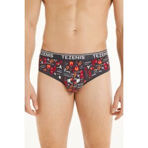 Tezenis Slip Cotone Stampato con Logo Uomo Nero Tamaño XXL