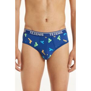 Tezenis Slip Cotone Stampato con Logo Uomo Blu Tamaño XXL