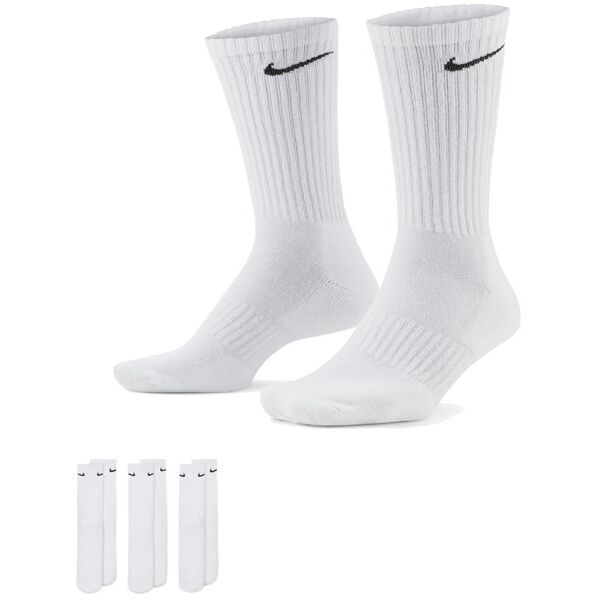 nike u everyday cush crew 3pr - calzini lunghi - uomo white l