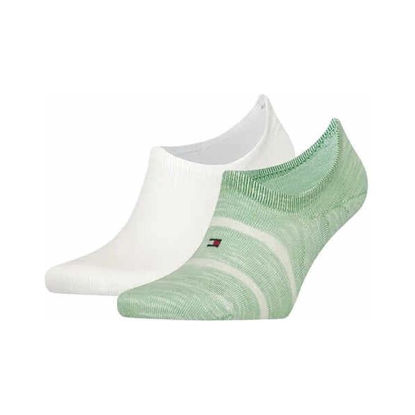 tommy hilfiger footie 2p m - calzini corti - uomo white/green 43/46