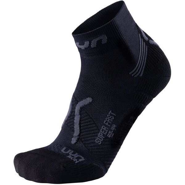 uyn super run fast - calzini running - uomo black/grey 35/38