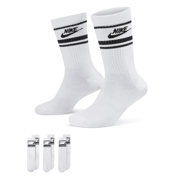 nike calze di media lunghezza  sportswear dri-fit everyday essential (3 paia) - bianco