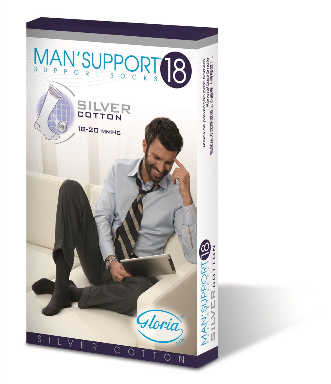 Gloria Med Spa Man Support 18 Cotone Gambaletto 18 Bianco 5