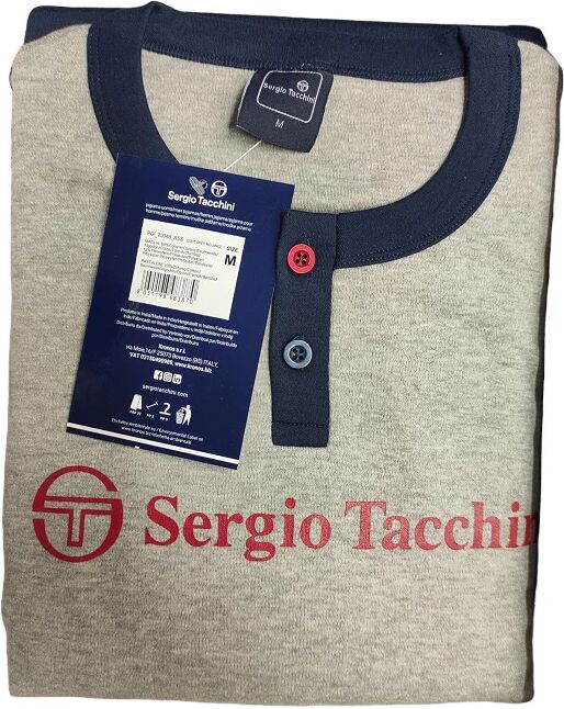 Sergio Tacchini Pigiama Uomo In Caldo Cotone Invernale Art Pgi 2004b LIGHT GREYMELANGE