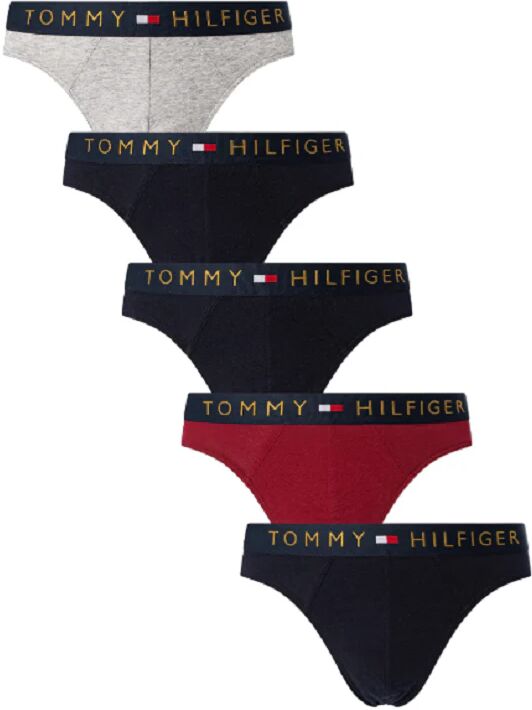 Tommy Hilfiger 5pk Slip Uomo Art. Um0um03037 DARK GREY HT / PRIMARY RED