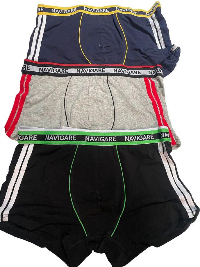 Navigare 6 Paia Boxer Uomo Art. B21183zx6 Colore E Misura A Scelta Griggio Melange-Nero-Navy