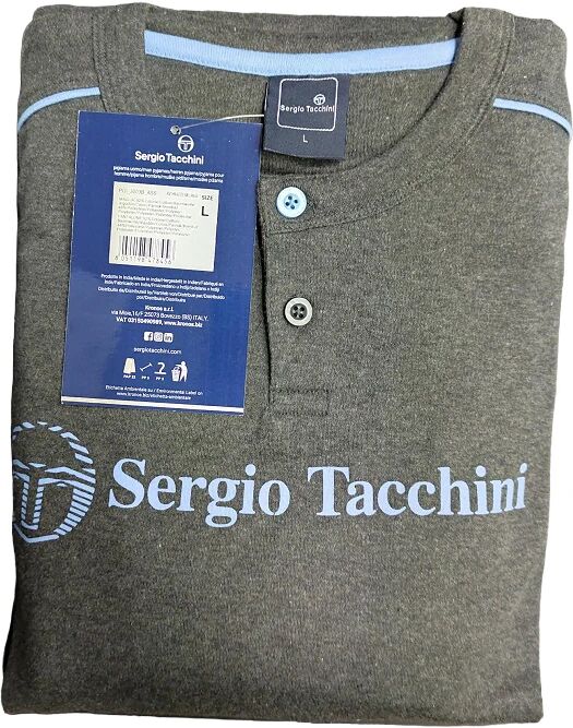 Sergio Tacchini Pigiama Uomo In Caldo Cotone Invernale Art Pgi 3003b ANTRACITE MELANGE