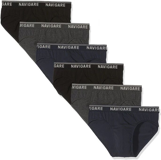 NAVIGARE 6 Slip Uomo Art 6 574e Assortito Colore Foto Misura A Scelta BLU-NERO-GRIGIO 5-L