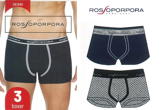 ROSSOPORPORA 3 Boxer Uomo Art Ub1690 Colore Foto Misura A Scelta FOTO M