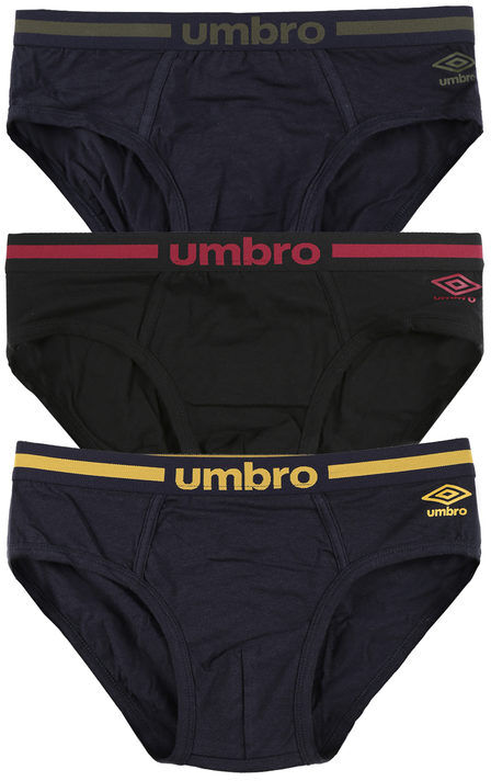 Umbro Slip da uomo in cotone confezione da 3 pezzi Slip uomo Multicolore taglia M