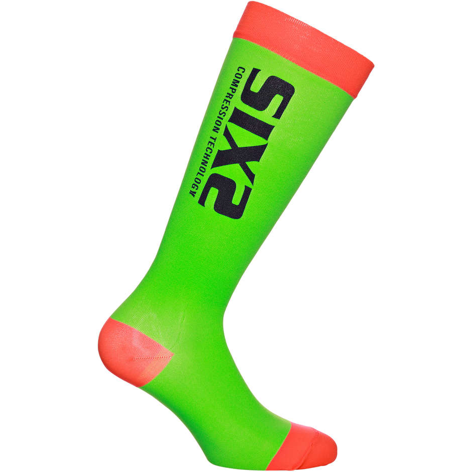 Calza Lunga a Compressione Tecnica Sixs Recovery Verde Rosso taglia M