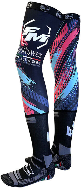 Calze Lunghe Moto Fm Racing KNEE SOCKS Sky Nero Blu Fucsia taglia 37-3