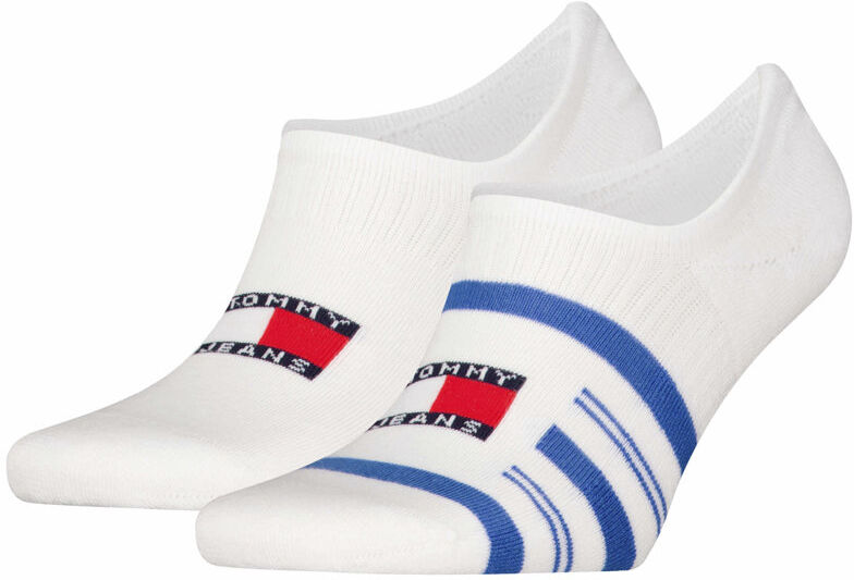 Tommy Jeans Footie Stripes - calzini corti White/Blue 43/46