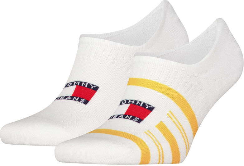 Tommy Jeans Footie Stripes - calzini corti Yellow/White 39/42