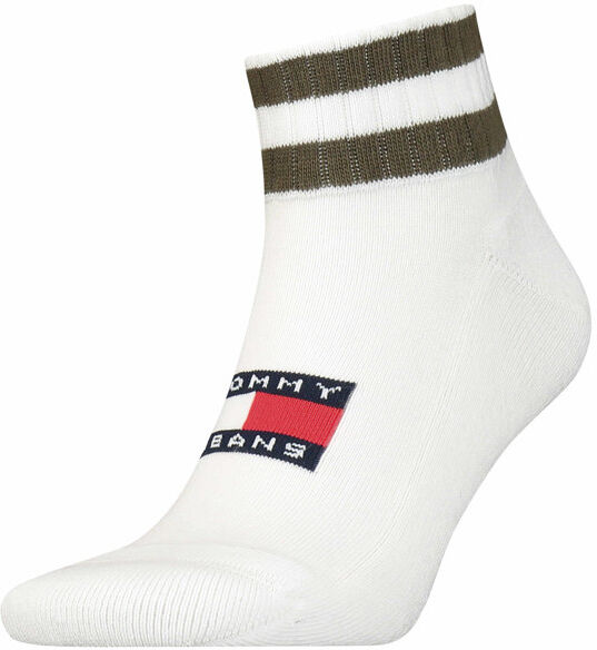 Tommy Jeans Quarter Sport Stripes - calzini corti White/Green 39/42