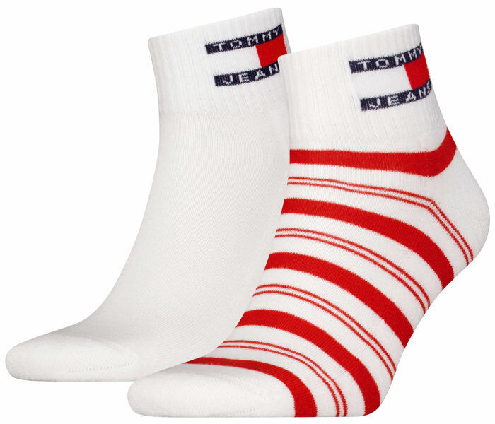 Tommy Jeans Quarter Stripes - calzini corti Red/White 39/42