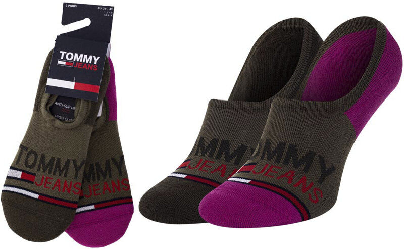 Tommy Jeans TH Uni No Show High Cut 2P - calzini corti - uomo Dark Green/Purple 43/46