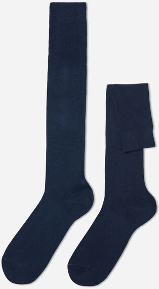 Calzedonia Calze Lunghe con Cashmere da Uomo Uomo Blu 42-43