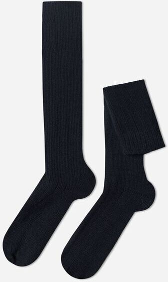 Calzedonia Calze Lunghe a Coste con Lana e Cashmere da Uomo Uomo Blu 40-41