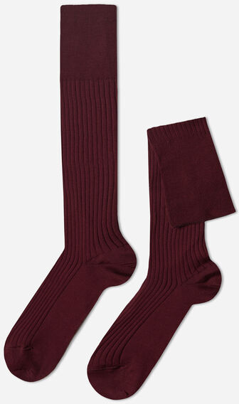 Calzedonia Calze Lunghe a Coste in Filo di Scozia da Uomo Uomo Bordeaux 42-43