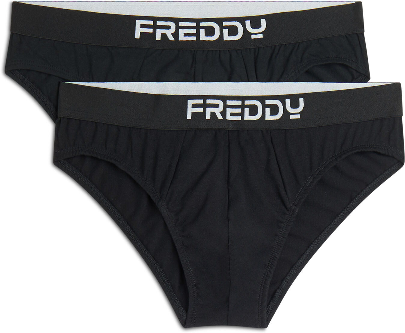 Freddy Pack 2 slip uomo con elastico jacquard e logo a contrasto Nero Uomo Large